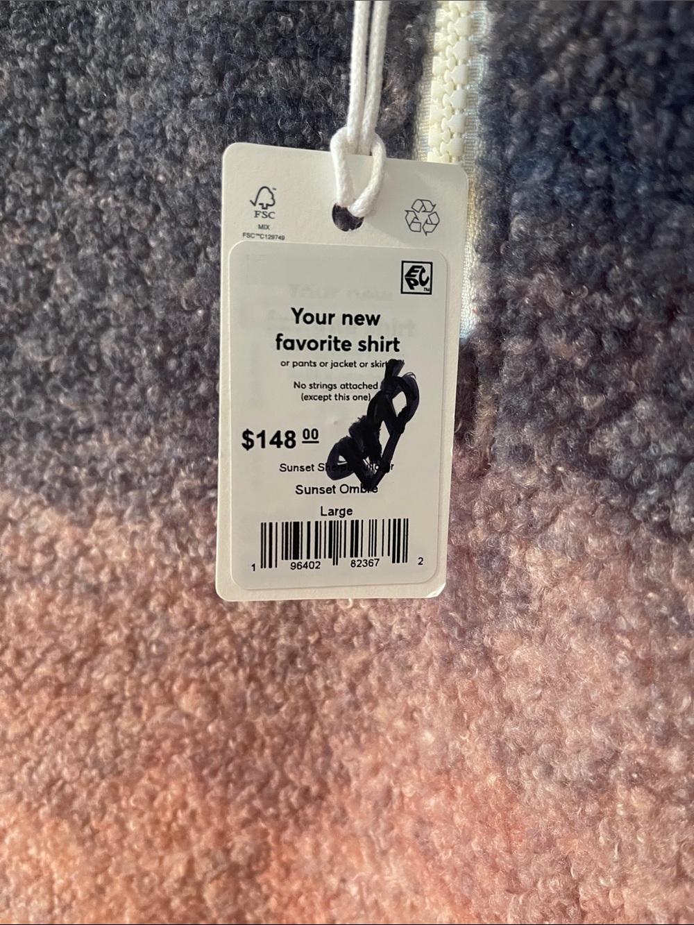 Marine Layer Sunset Ombre Sherpa 1/4 zip Pullover Men’s Large NWT MRSP $148 - Picture 5 of 6